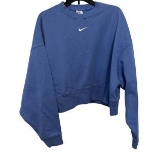Nike Blue Cropped Crewneck Sweatshirt - Women's phoenix fleece Size Small